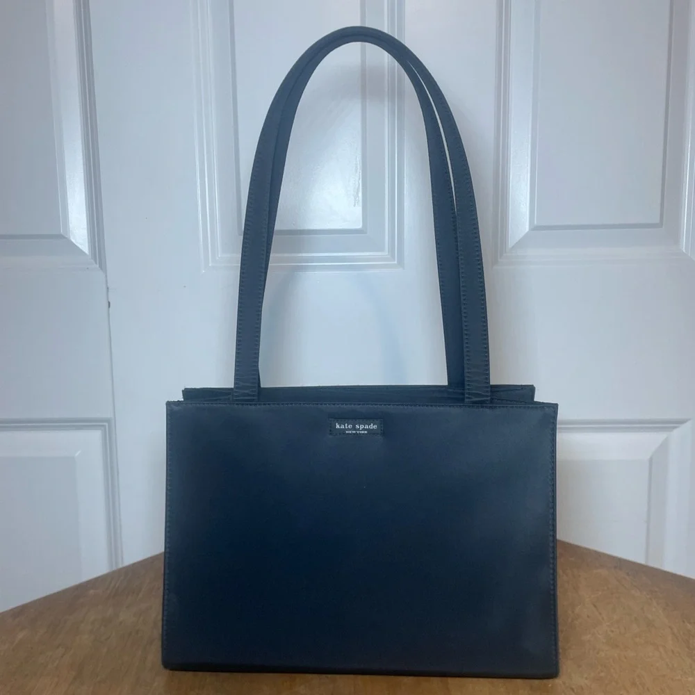 Kate Spade Black Structured Tote Bag | Classic Y2K Minimalist Handbag